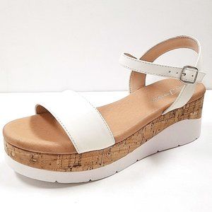 New White Platform Espadrille Ankle Strap Sandals